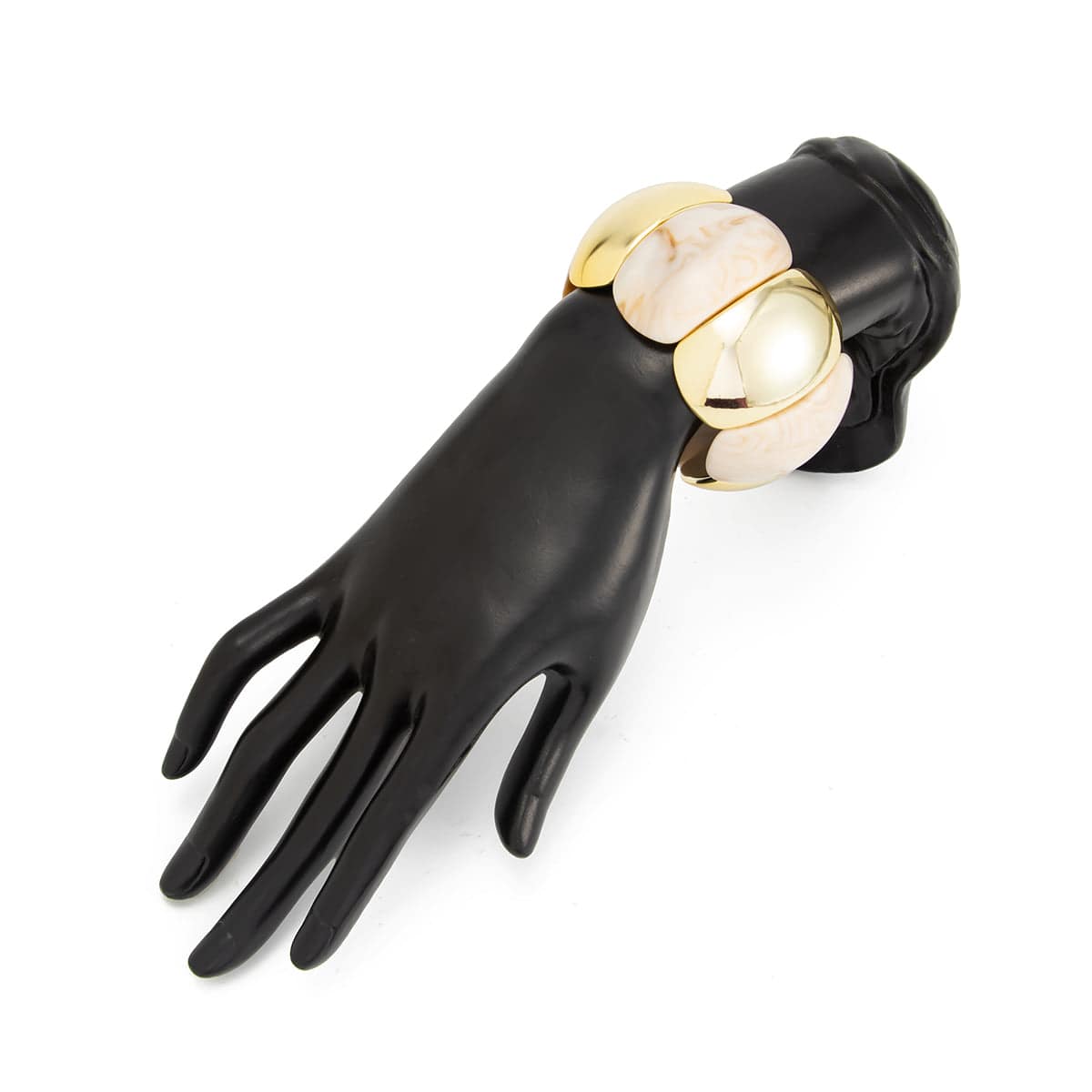 Beige Resin & Goldtone Petals Stretch Bracelet