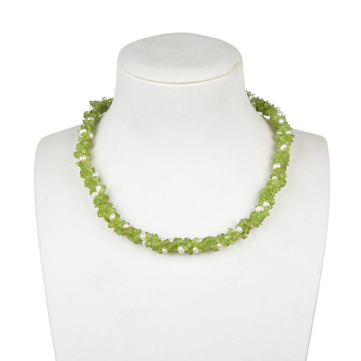Natural Peridot and Freshwater Pearl Beaded Necklace