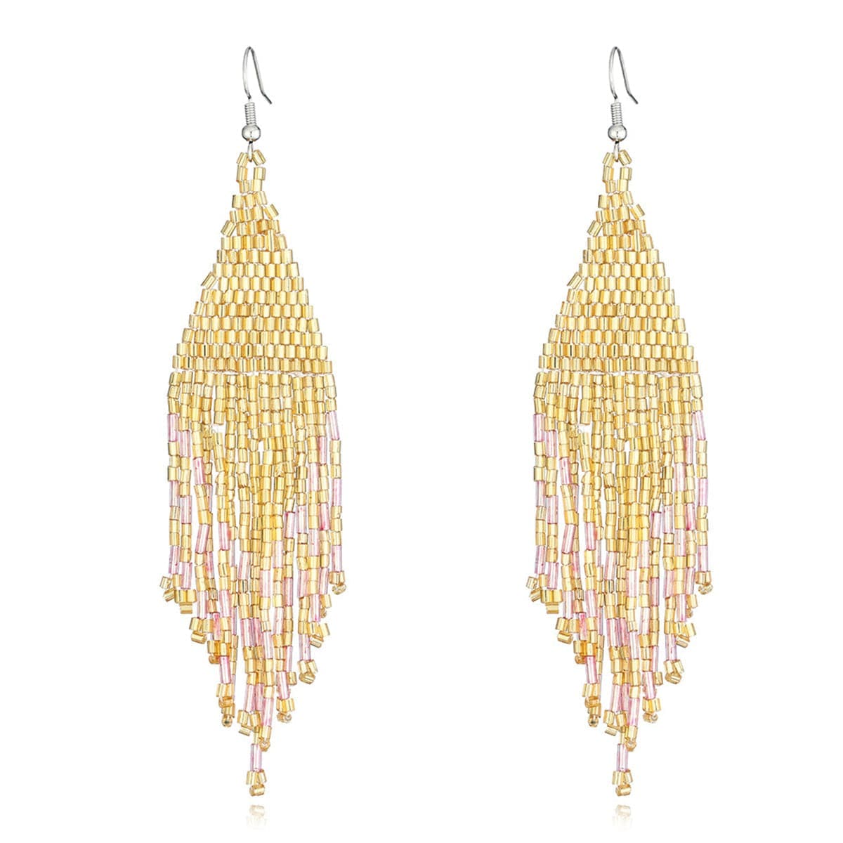 Yellow & Silvertone Tassel Drop Earrings