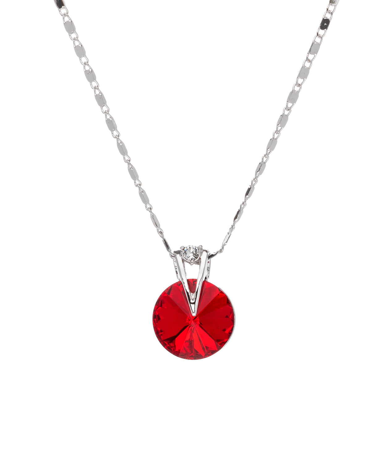 Crystal Siam Rivoli Pendant Necklace with Swarovski Crystals