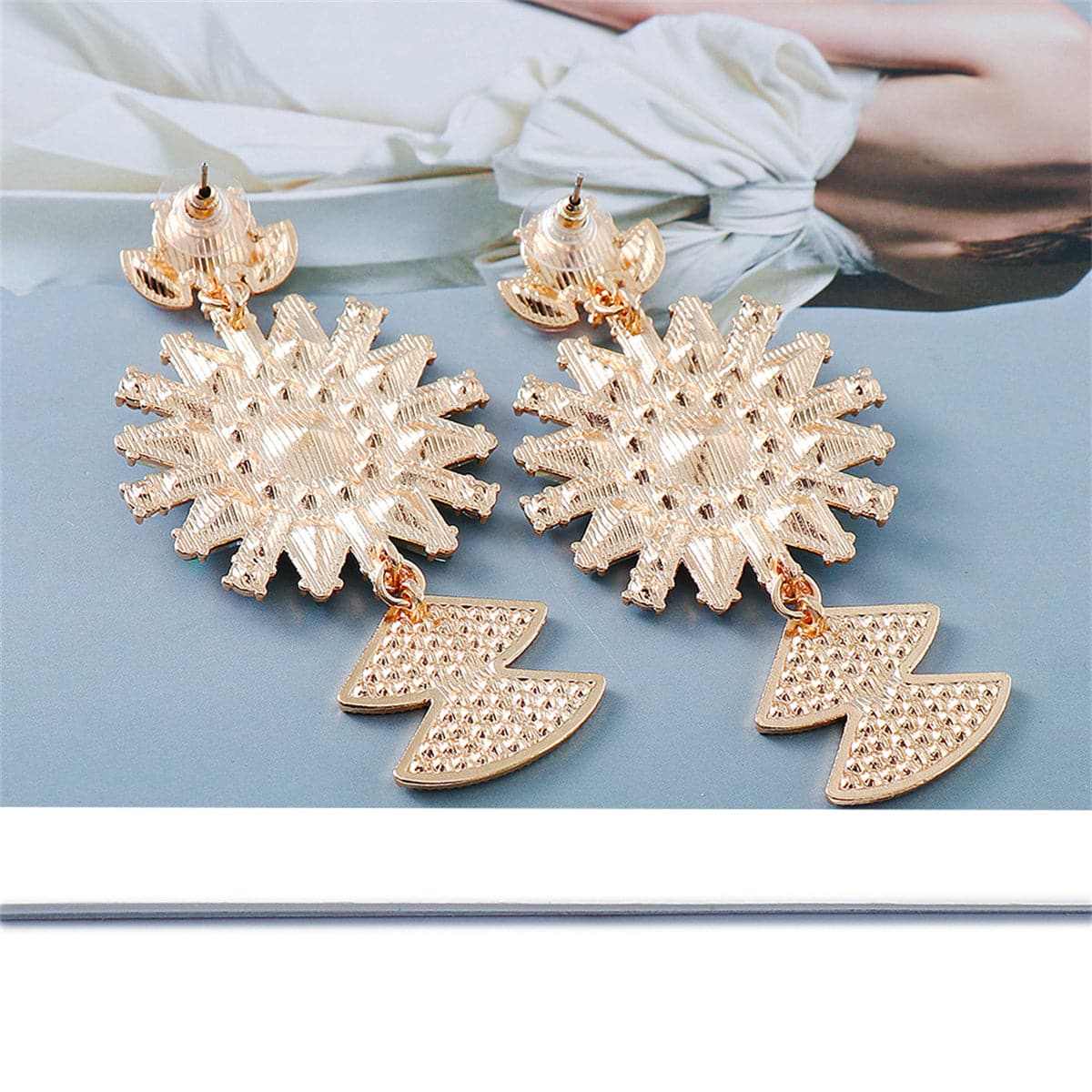 Black Crystal & Cubic Zirconia Goldtone Sunflower Drop Earrings