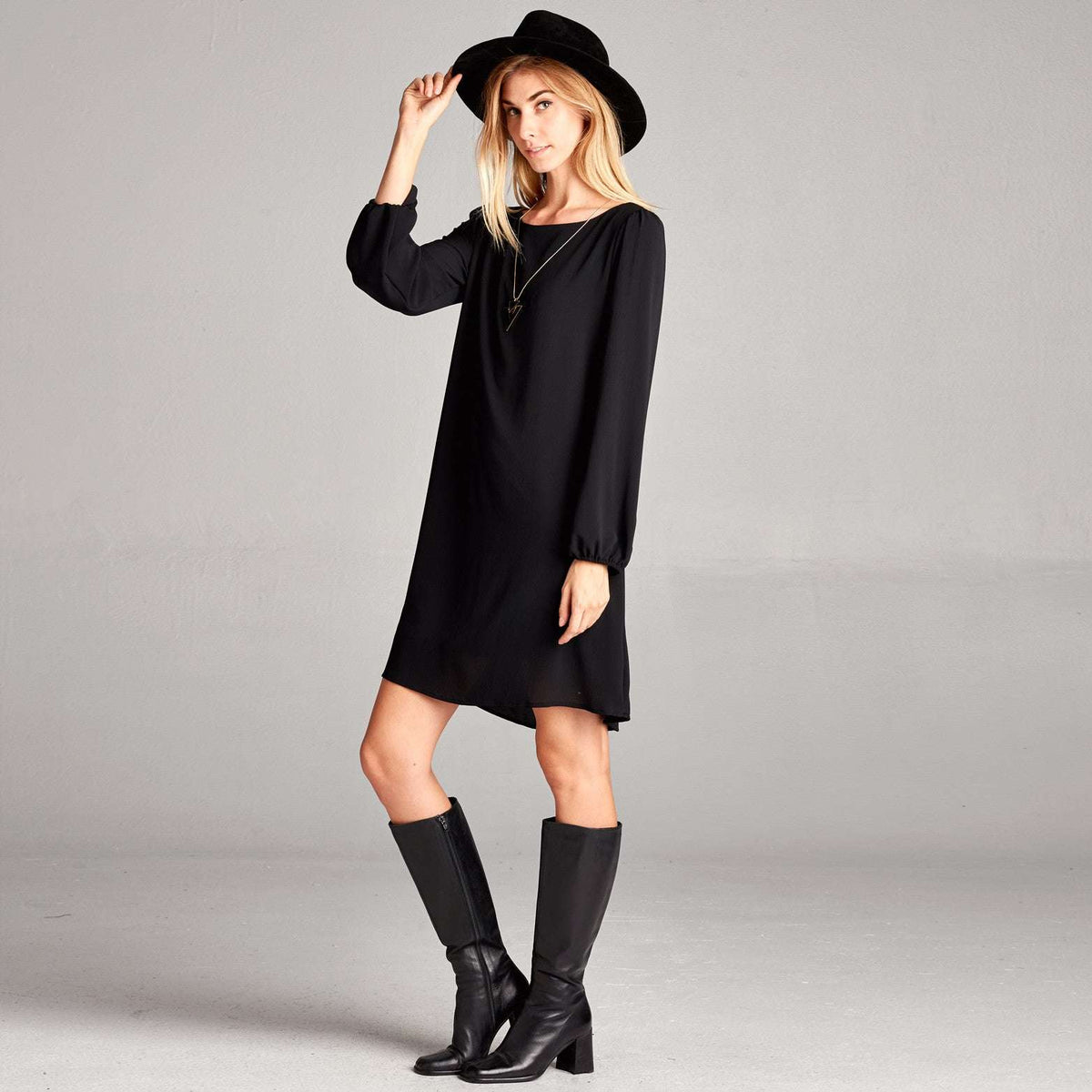 Love, Kuza Women Solid Black Shift Dress