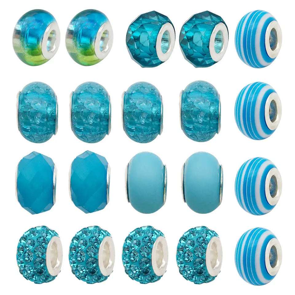 Blue 60-Piece Charm Bracelet Making Kit, Jewelry Charms, Snake Chains Bracelets, DIY Craft Set