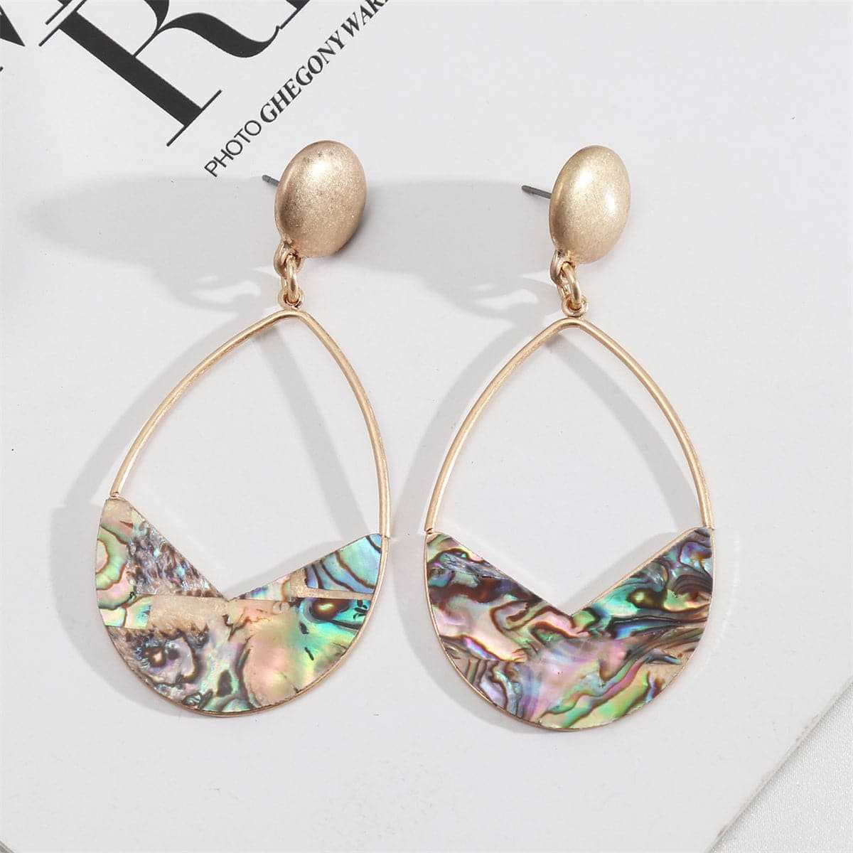 Abalone Shell & Goldtone Drop Earrings