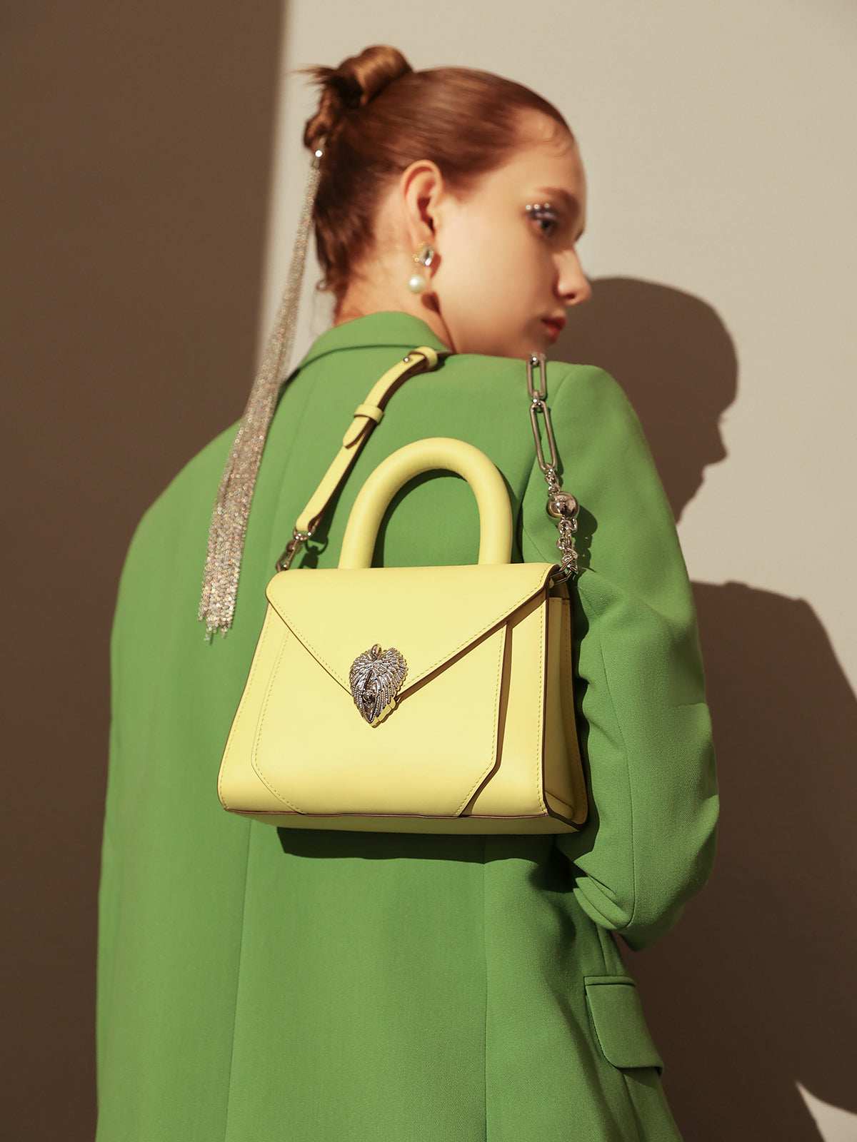 Avant Garde Silver Chain Strap Leather Satchel