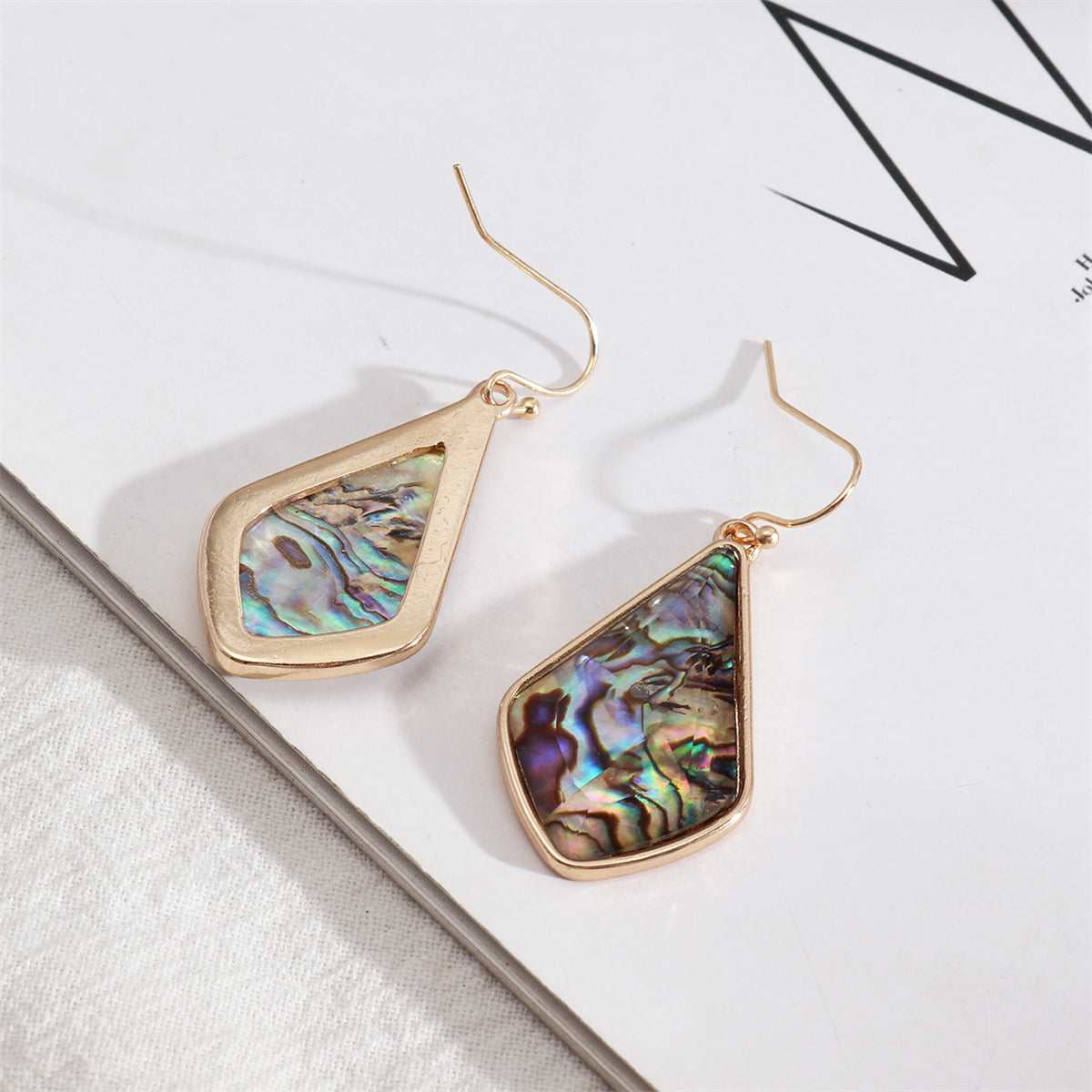 Abalone Shell & Goldtone Geometric Drop Earrings