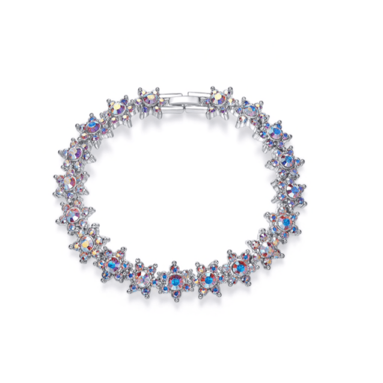 Aurora Borealis Swarovski Crystal Bracelet – Aurora Borealis Swarovski Crystal Floral Bracelet