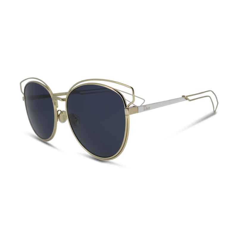 Dior Sunglasses Ladies Sideral 2 Gold Frame & Blue Lens J9KU *EX DISPLAY*