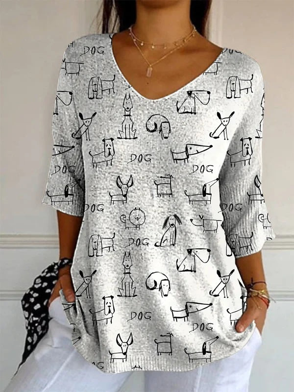 Women’s Elegant Retro Floral Print V-Neck Top | High-Sense Casual Long Sleeve Blouse | Trendy Minimalist Vintage-Style Top | Luxury-Label Statuesque Spring Wear | 2026 High-Fashion Radiant Urban Essential