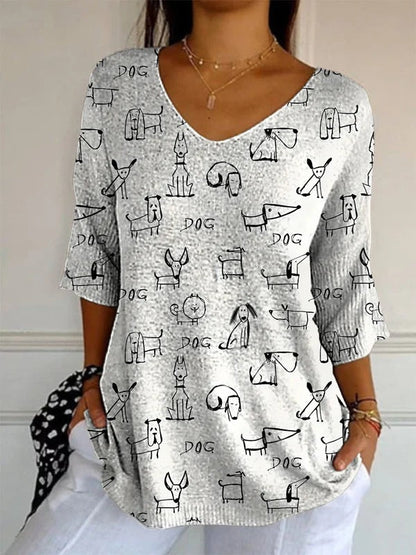 Women’s Elegant Retro Floral Print V-Neck Top | High-Sense Casual Long Sleeve Blouse | Trendy Minimalist Vintage-Style Top | Luxury-Label Statuesque Spring Wear | 2026 High-Fashion Radiant Urban Essential
