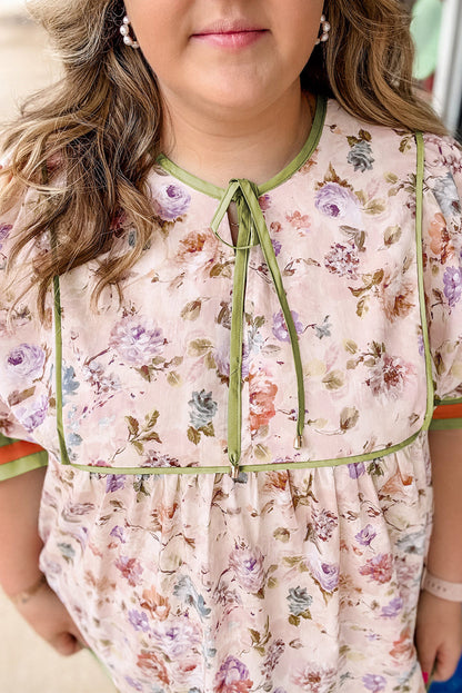 Threaded Pear Andi Striped Detail Babydoll PLUS Blouse
