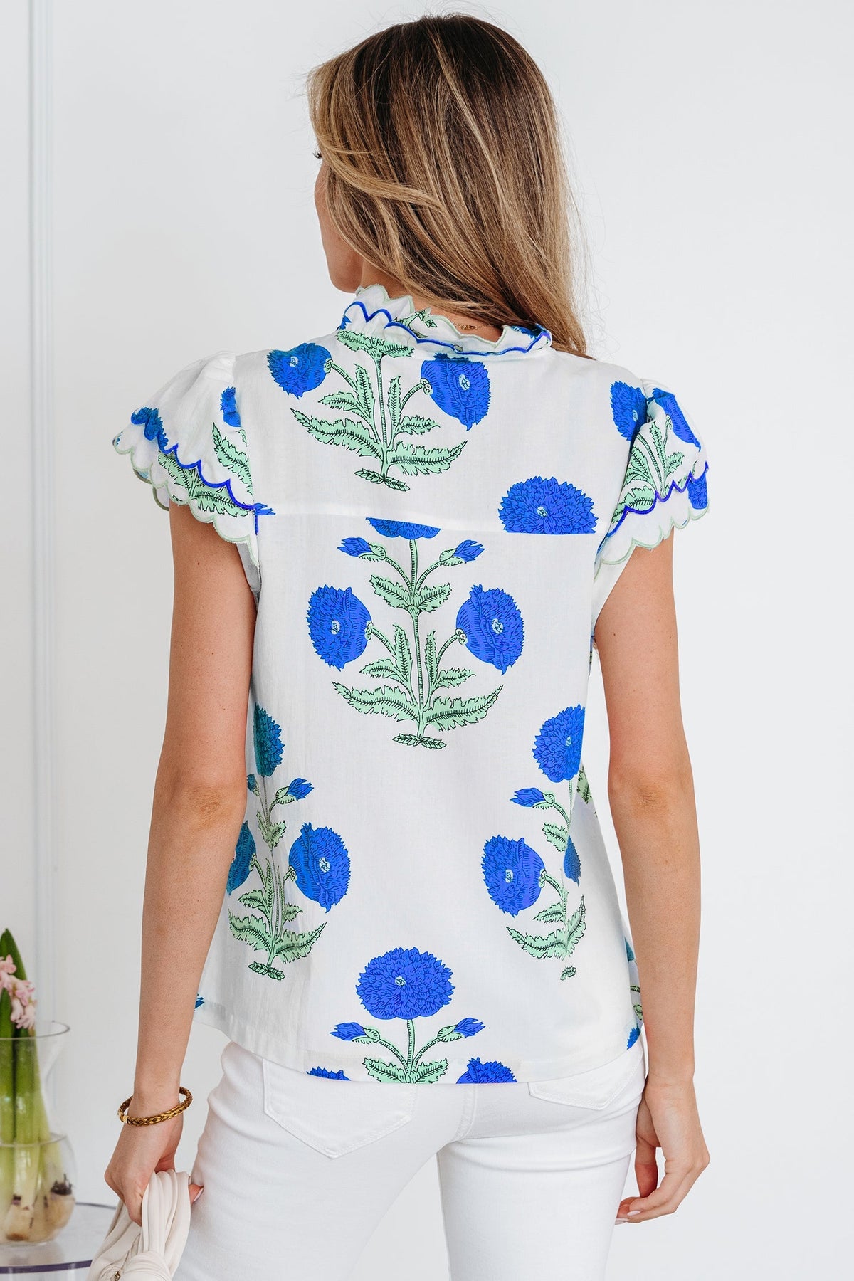 Threaded Pear Raegan Detail Short Sleeve Blouse