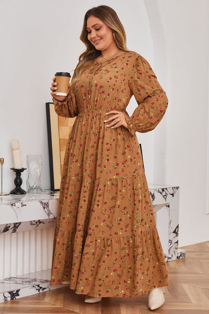 Threaded Pear Charleigh Sleeve Tiered Maxi PLUS Dress