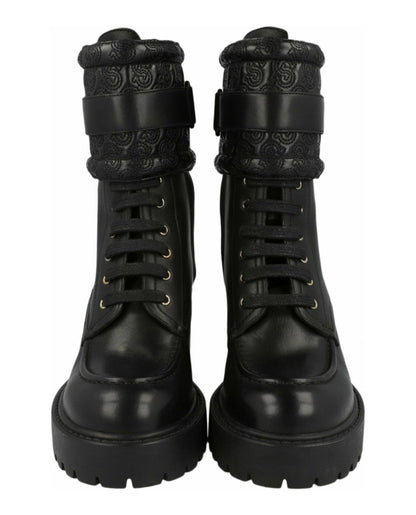 Ferragamo Shiraz Leather Combat Boots