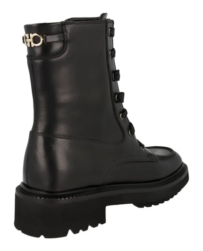 Ferragamo Leather Combat Boots