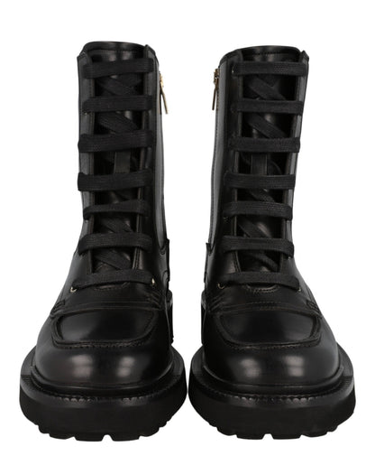 Ferragamo Leather Combat Boots