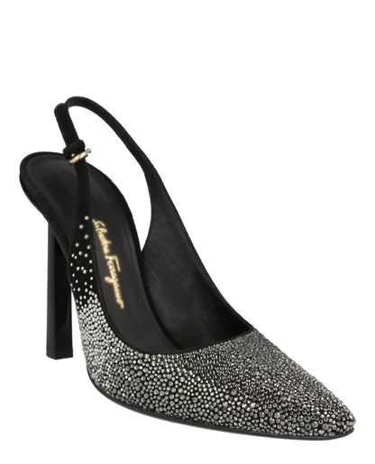 Ferragamo Jessie Crystal-Embellished Slingback Pumps