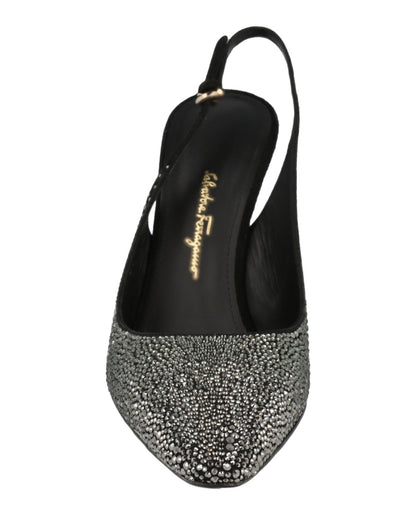 Ferragamo Jessie Crystal-Embellished Slingback Pumps
