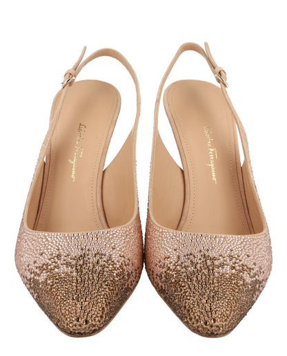 Ferragamo Jessie Crystal-Embellished Slingback Pumps