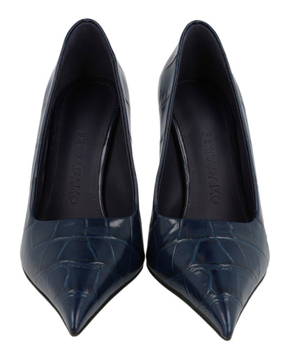 Ferragamo Eva X5 Croc Embossed Pumps