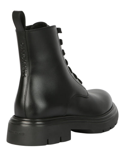 Ferragamo Dionne Leather Combat Boots