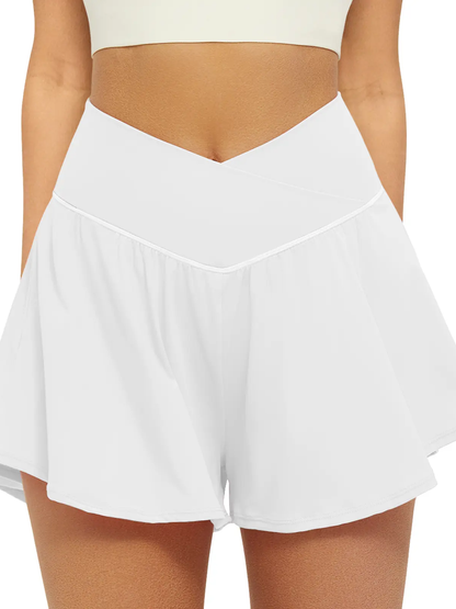 Women Crossover Waist 2 In 1 Pocket Sports Skorts