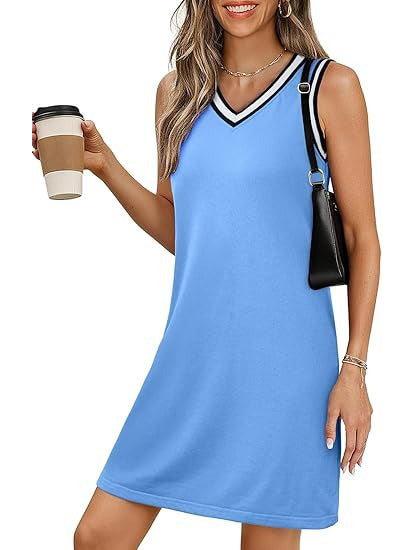 Contrast Trim Sleeveless A-Line Dress