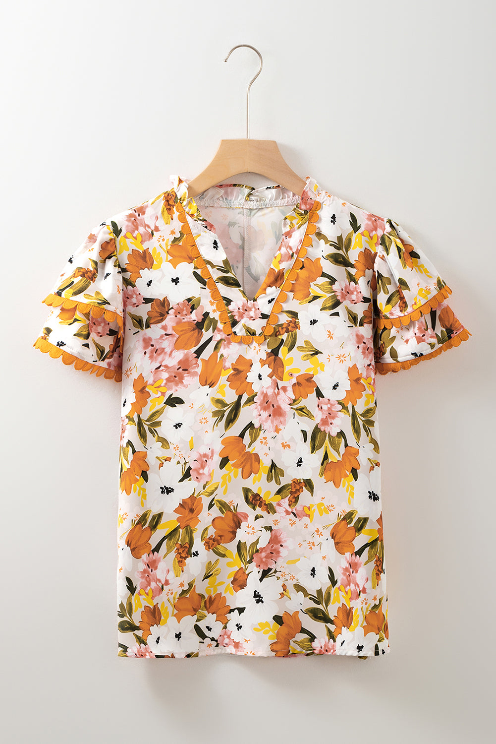 Threaded Pear Ailany Short Sleeve Floral Blouse