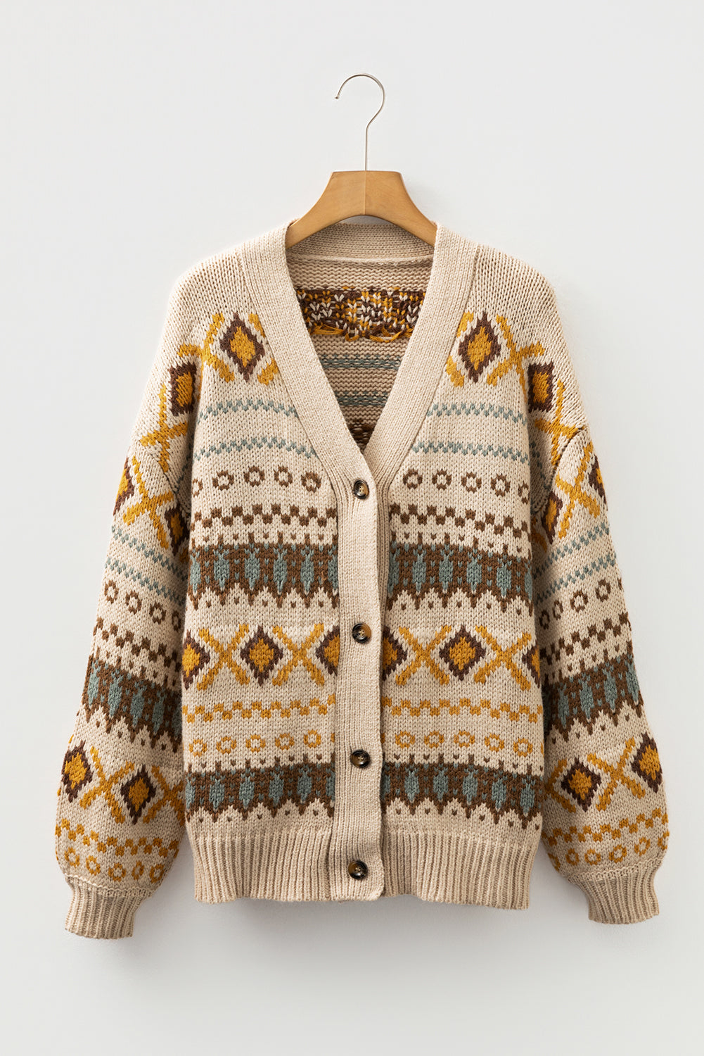 Threaded Pear Hana Pattern Knitted Cardigan Sweater