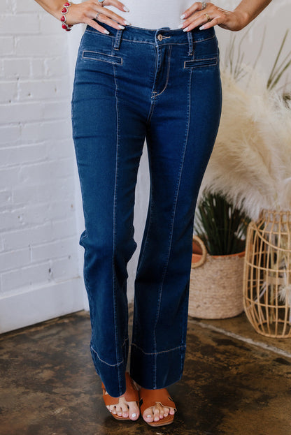 Threaded Pear Ayleen Center Seam Deep Wash Straight Jeans
