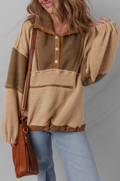 Threaded Pear Adaline Patchwork Half Sherpa Sweatshirt