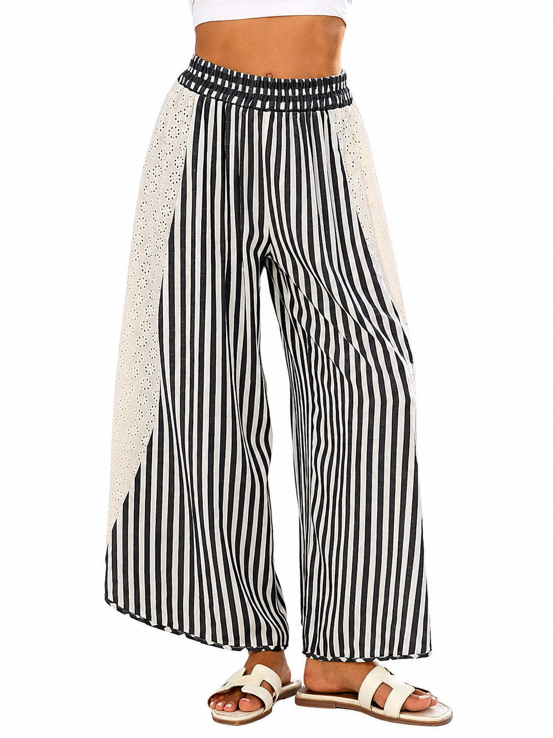 Women's Summer Striped Flare Palazzo Pants