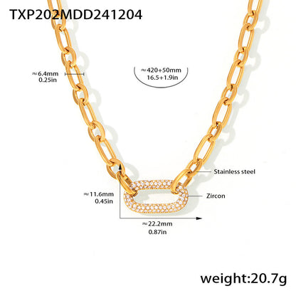 Titanium Steel Zircon Jewelry Set | Micro-Pave Zirconia Clavicle Necklace & Bracelet | Luxury Stainless Steel Jewelry Suit for Women | Trendy Minimalist Sparkle Accessory Set | 2026 High-Fashion Tarnish-Free Jewelry