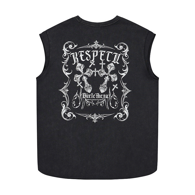 Flower cross wide shoulder vest