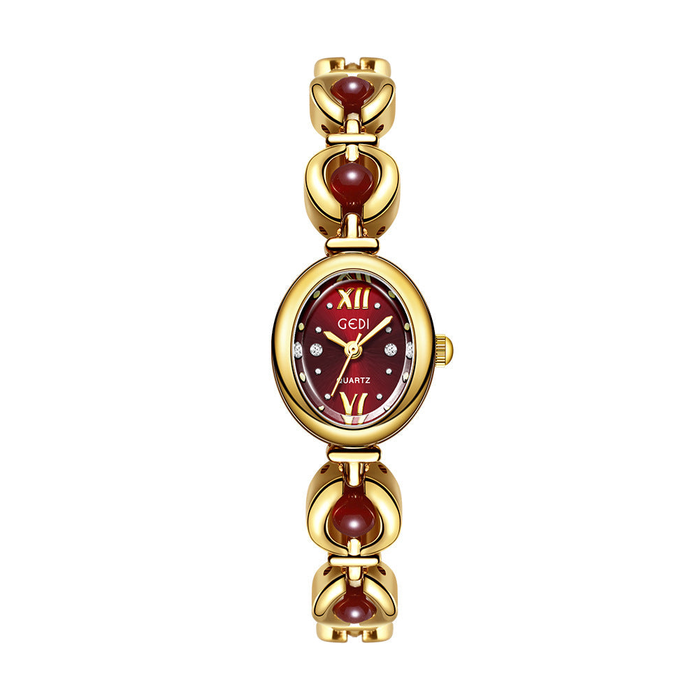 GEDI National Style Emerald Bracelet Watch | Luxury Shell Pearl Women’s Quartz Watch | Niche High-Grade Green Dial Watch | Exquisite Light Luxury Jewelry Watch for Women
