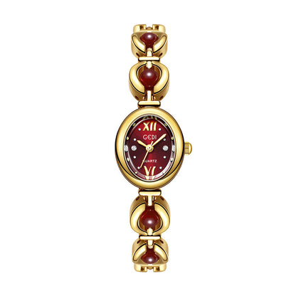 GEDI National Style Emerald Bracelet Watch | Luxury Shell Pearl Women’s Quartz Watch | Niche High-Grade Green Dial Watch | Exquisite Light Luxury Jewelry Watch for Women