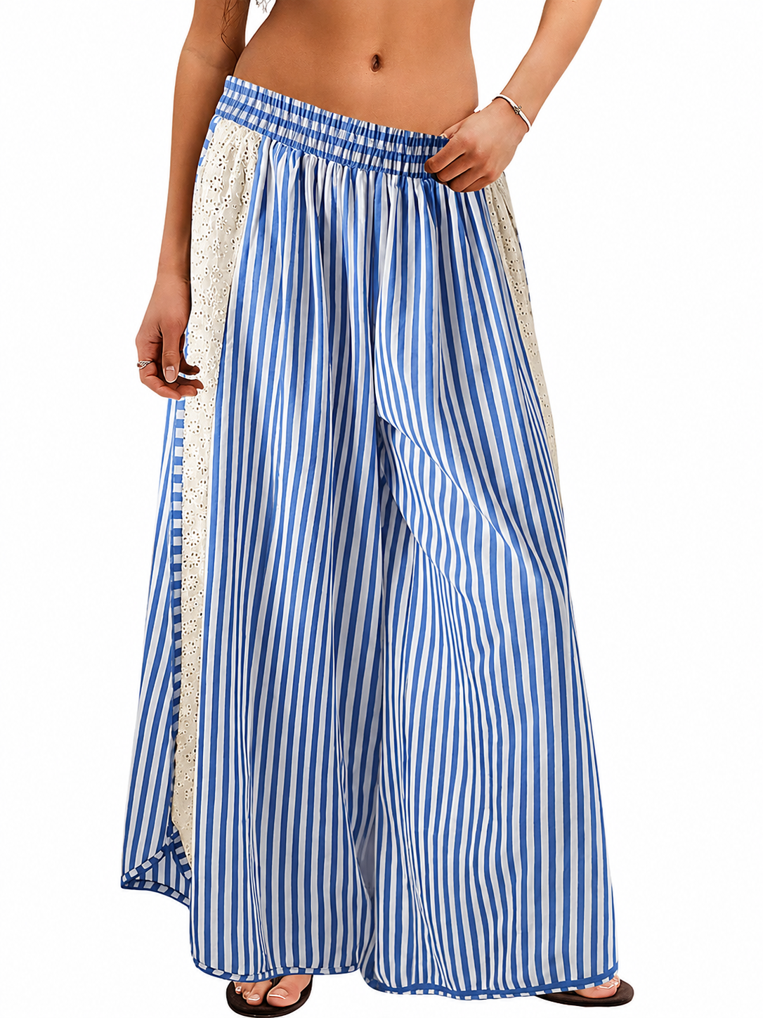 Women's Summer Striped Flare Palazzo Pants