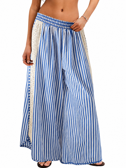 Women's Summer Striped Flare Palazzo Pants