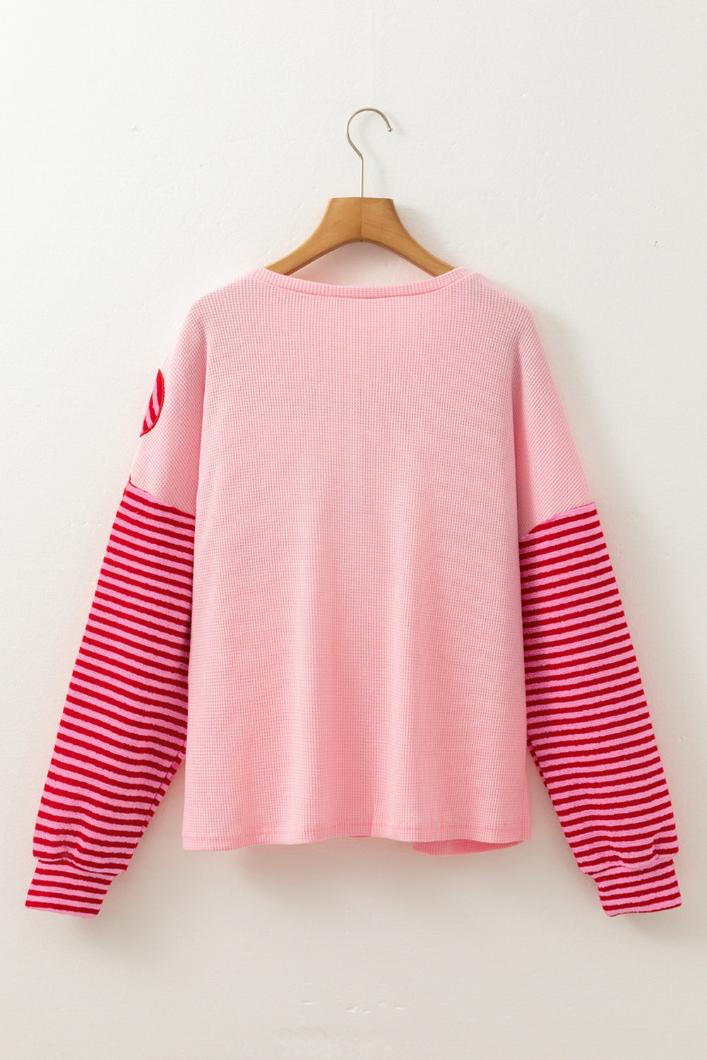 Threaded Pear Emi Striped Sleeve Textured Top