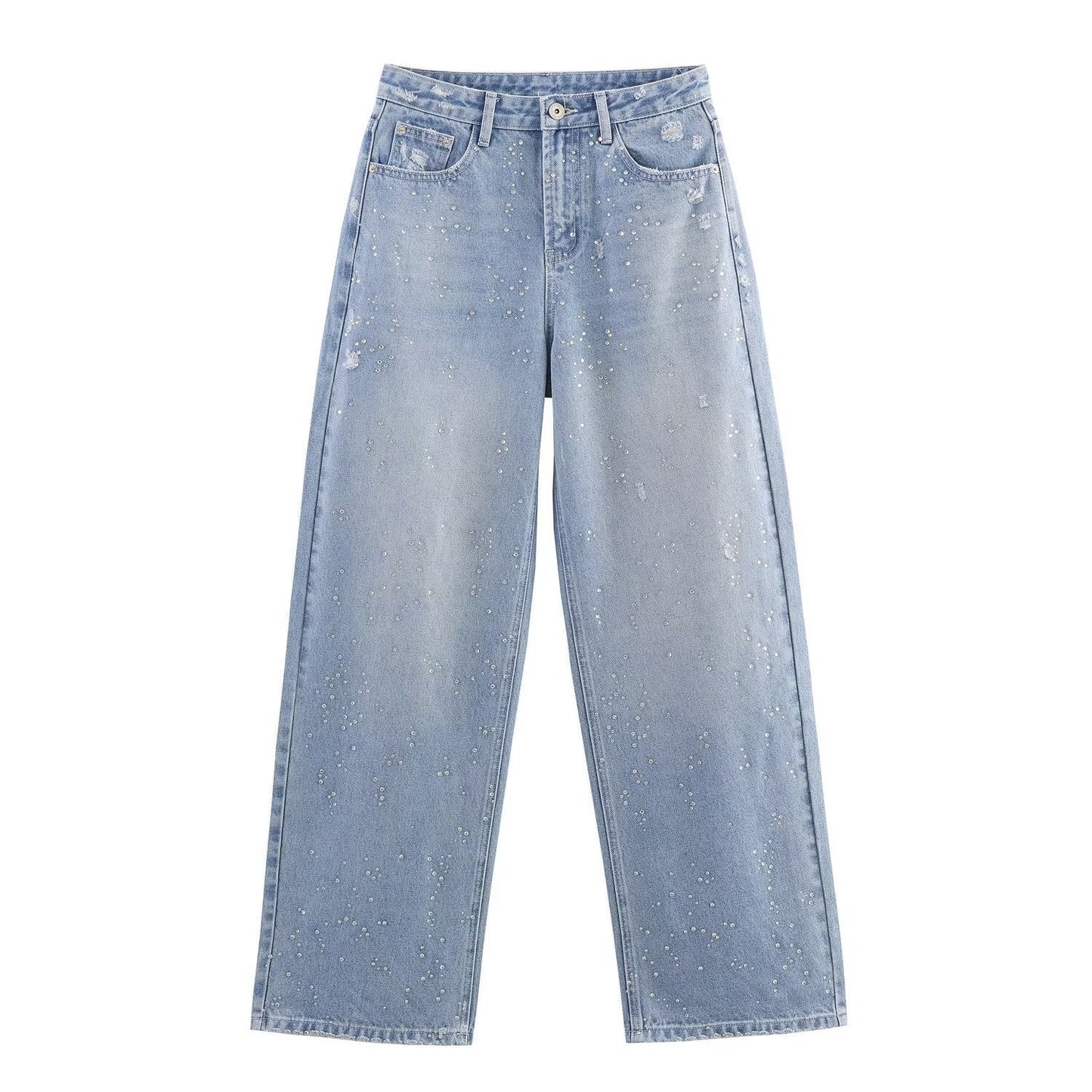 Water drill short denim jacket+pants set