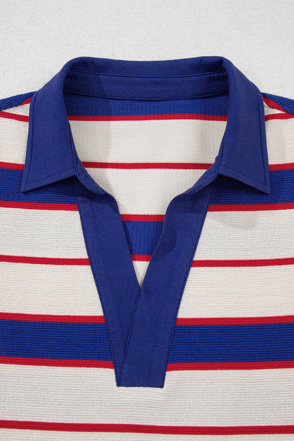 Threaded Pear Genesis Stripe Polo Pullover Sweatshirt