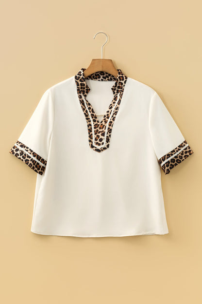 Threaded Pear Lakelyn Trim Short Sleeve Blouse