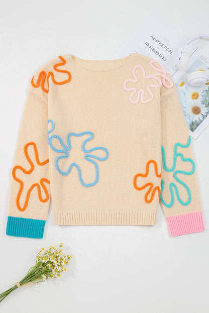 Threaded Pear Destiny Colorblock Cuffed Loose Sweater