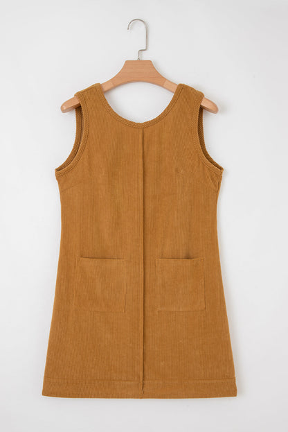 Threaded Pear Emapia Corduroy Sleeveless Mini Dress