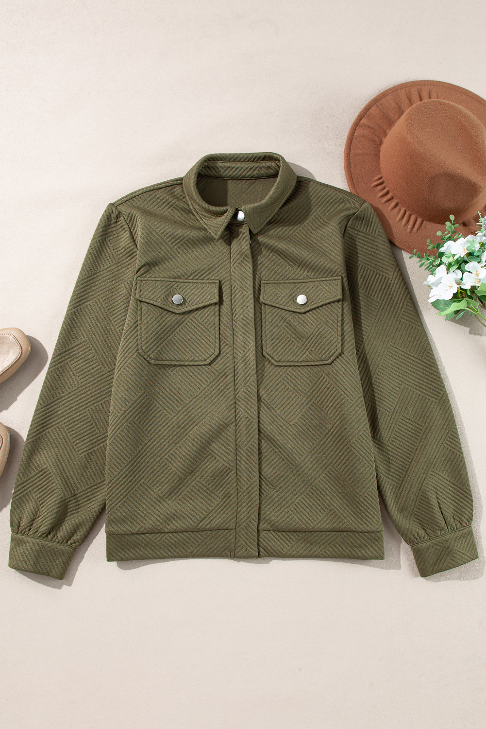 Threaded Pear Remi Zip Up Flap Shirt