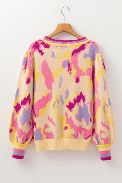 Threaded Pear Aria Colorblock Balloon Sleeve Sweater
