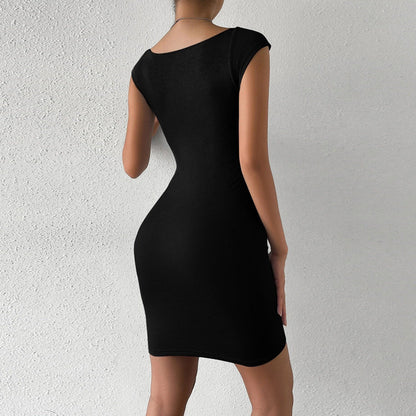 Sleeveless Knit Wrap Hip Dress