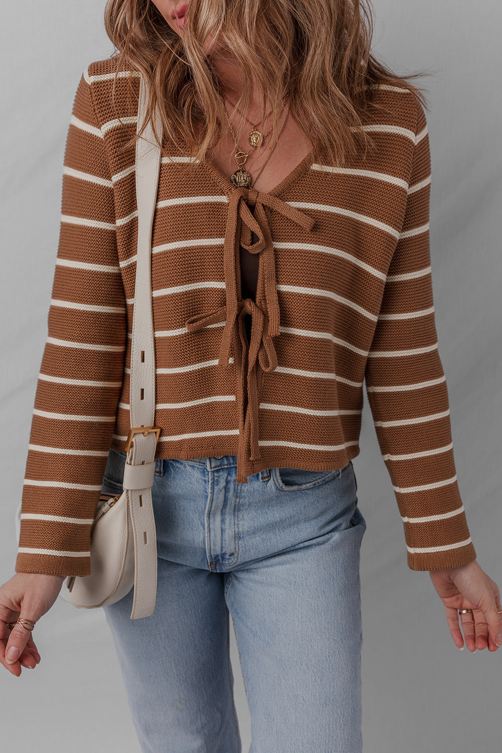 Threaded Pear Lilly Striped Knit Cardigan Sweater