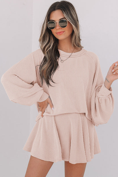 Threaded Pear Scarlett Corded Lantern Sleeve Top