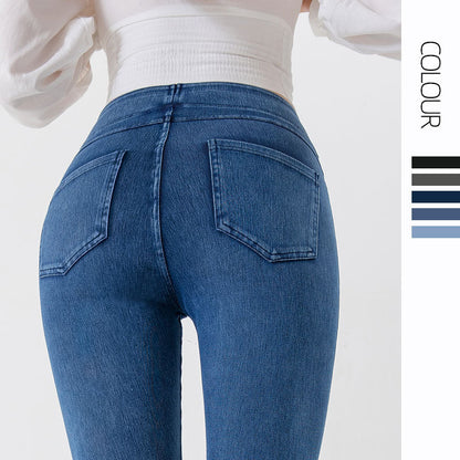 Denim-Look Capri Yoga Pants – Slim Fit High-Elastic Tummy Control Fitness Pants